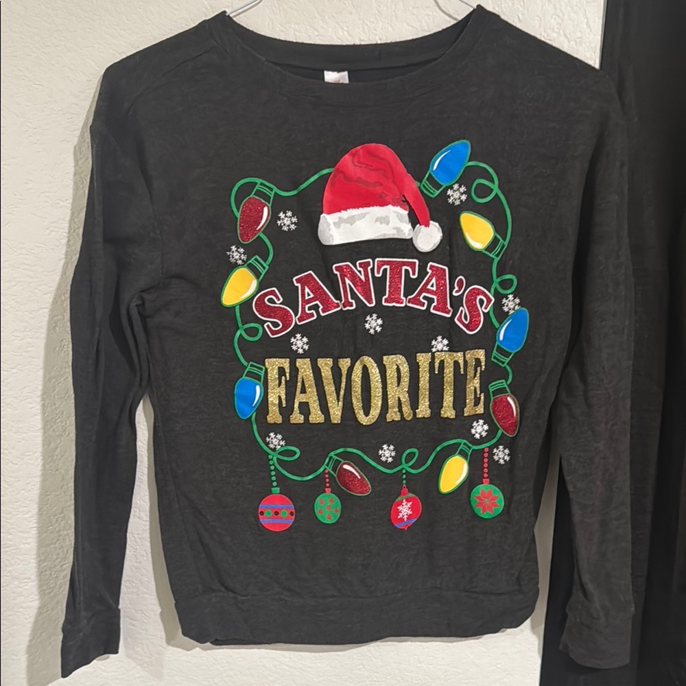 Black Christmas Sweatshirt with Santa's Favorite Design